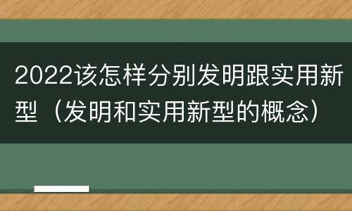 2022该怎样分别发明跟实用新型（发明和实用新型的概念）