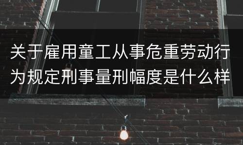 关于雇用童工从事危重劳动行为规定刑事量刑幅度是什么样