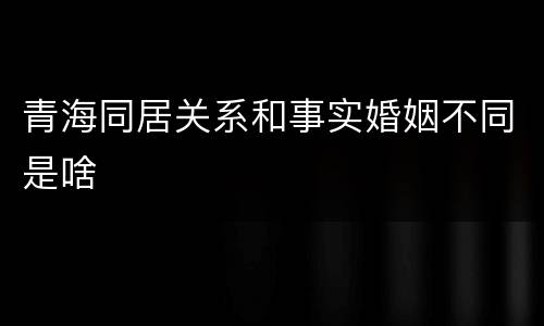 青海同居关系和事实婚姻不同是啥