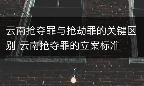 云南抢夺罪与抢劫罪的关键区别 云南抢夺罪的立案标准