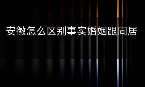 安徽怎么区别事实婚姻跟同居