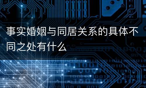 事实婚姻与同居关系的具体不同之处有什么