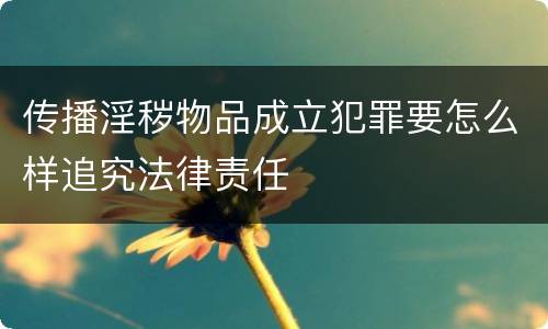 传播淫秽物品成立犯罪要怎么样追究法律责任
