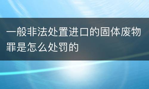 一般非法处置进口的固体废物罪是怎么处罚的