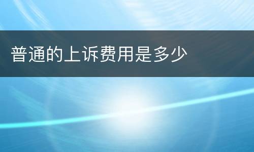 普通的上诉费用是多少