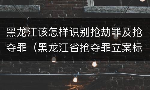 黑龙江该怎样识别抢劫罪及抢夺罪（黑龙江省抢夺罪立案标准）