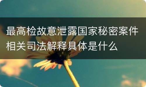 最高检故意泄露国家秘密案件相关司法解释具体是什么