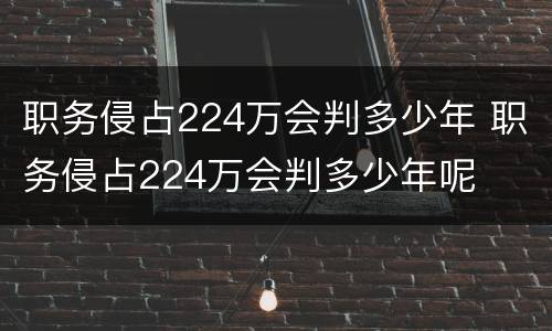 职务侵占224万会判多少年 职务侵占224万会判多少年呢