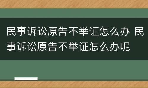 民事诉讼原告不举证怎么办 民事诉讼原告不举证怎么办呢