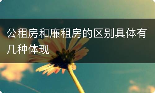 公租房和廉租房的区别具体有几种体现