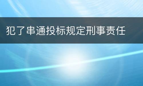 犯了串通投标规定刑事责任