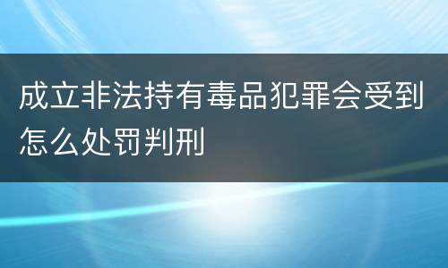 成立非法持有毒品犯罪会受到怎么处罚判刑