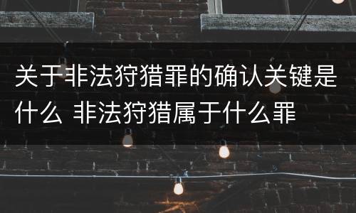 关于非法狩猎罪的确认关键是什么 非法狩猎属于什么罪