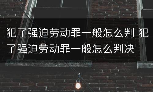 犯了强迫劳动罪一般怎么判 犯了强迫劳动罪一般怎么判决