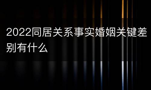 2022同居关系事实婚姻关键差别有什么