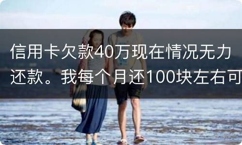 信用卡欠款40万现在情况无力还款。我每个月还100块左右可以吗