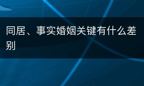 同居、事实婚姻关键有什么差别