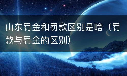 山东罚金和罚款区别是啥（罚款与罚金的区别）