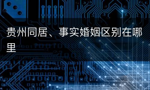 贵州同居、事实婚姻区别在哪里