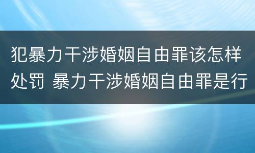 犯暴力干涉婚姻自由罪该怎样处罚 暴力干涉婚姻自由罪是行为犯吗