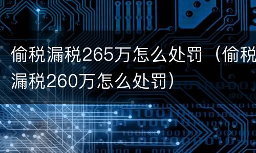 偷税漏税265万怎么处罚（偷税漏税260万怎么处罚）