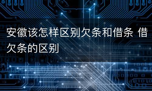 安徽该怎样区别欠条和借条 借欠条的区别