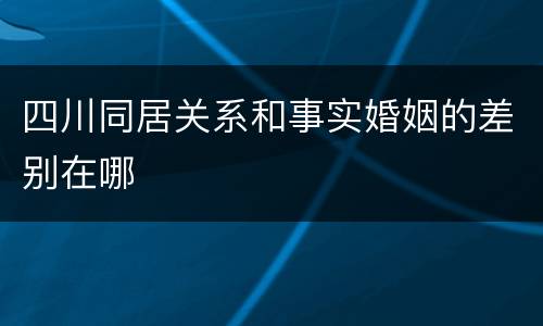 四川同居关系和事实婚姻的差别在哪