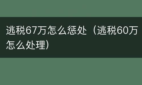 逃税67万怎么惩处（逃税60万怎么处理）