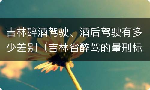 吉林醉酒驾驶、酒后驾驶有多少差别（吉林省醉驾的量刑标准是多少?）