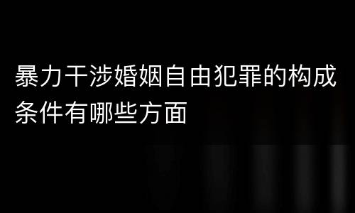 暴力干涉婚姻自由犯罪的构成条件有哪些方面