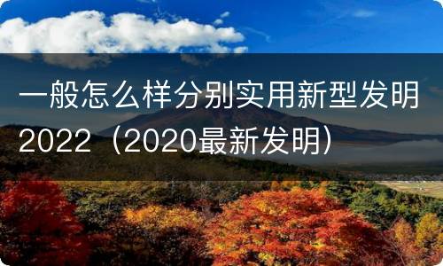 一般怎么样分别实用新型发明2022（2020最新发明）