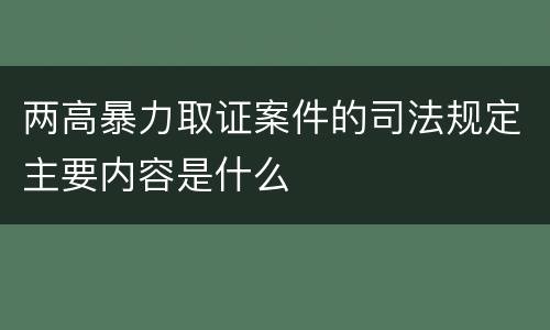 两高暴力取证案件的司法规定主要内容是什么