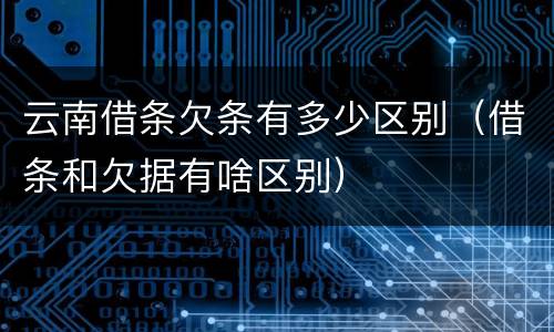 云南借条欠条有多少区别（借条和欠据有啥区别）