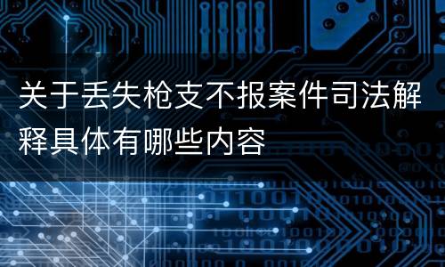 关于丢失枪支不报案件司法解释具体有哪些内容