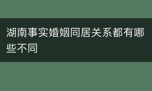 湖南事实婚姻同居关系都有哪些不同