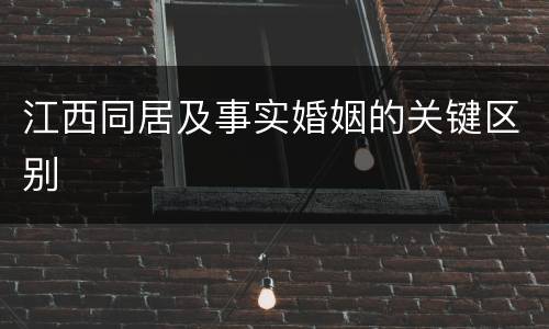 江西同居及事实婚姻的关键区别