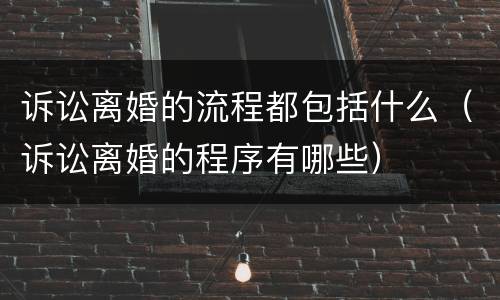诉讼离婚的流程都包括什么（诉讼离婚的程序有哪些）