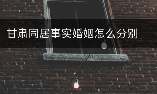 甘肃同居事实婚姻怎么分别