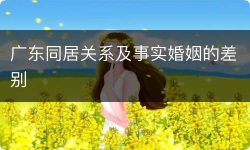 广东同居关系及事实婚姻的差别