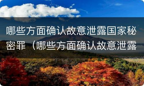 哪些方面确认故意泄露国家秘密罪（哪些方面确认故意泄露国家秘密罪行）