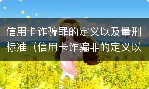 信用卡诈骗罪的定义以及量刑标准（信用卡诈骗罪的定义以及量刑标准是多少）