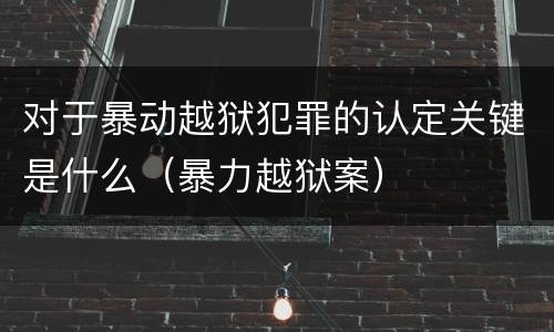 对于暴动越狱犯罪的认定关键是什么（暴力越狱案）