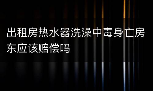 出租房热水器洗澡中毒身亡房东应该赔偿吗