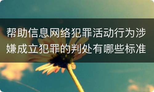 帮助信息网络犯罪活动行为涉嫌成立犯罪的判处有哪些标准