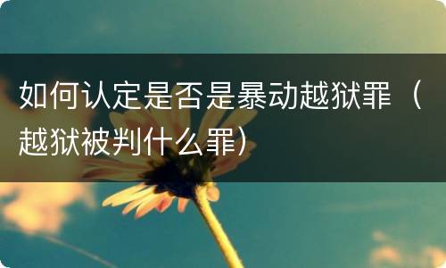 如何认定是否是暴动越狱罪（越狱被判什么罪）
