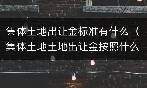 集体土地出让金标准有什么（集体土地土地出让金按照什么标准收）