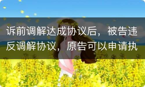 诉前调解达成协议后，被告违反调解协议，原告可以申请执行吗