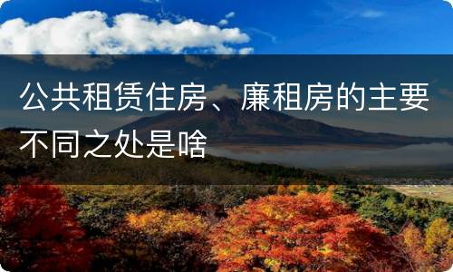 公共租赁住房、廉租房的主要不同之处是啥