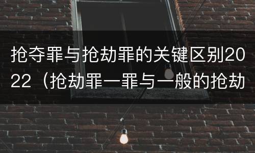 抢夺罪与抢劫罪的关键区别2022（抢劫罪一罪与一般的抢劫罪区别）