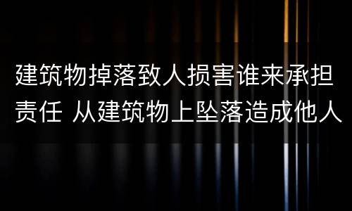 建筑物掉落致人损害谁来承担责任 从建筑物上坠落造成他人损害的